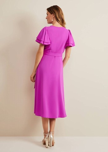 Phase Eight Gian Magenta Wrap Dress Purple Canada | TNOVZU-805